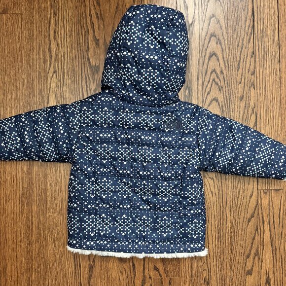The North Face Infant Hooded Winter Jacket - 3-6M - Navy Blue w/ White Dot Print - Picture 3 of 3